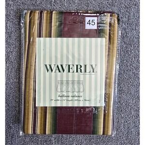 VTG NOS Waverly Canyon Road Merlot Burgundy Gold Striped Balloon Valance 79 x 14